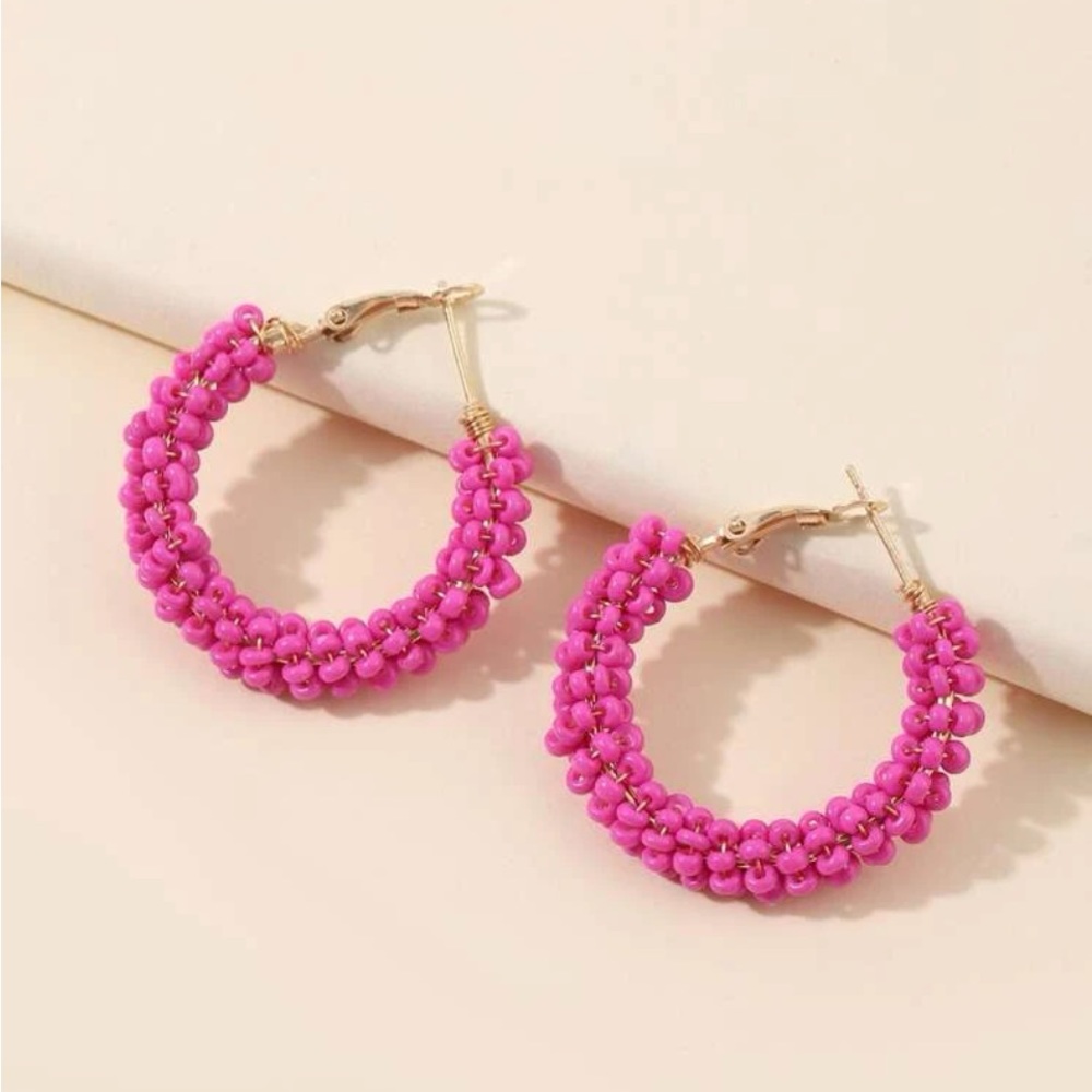 New hot pink hoop earrings